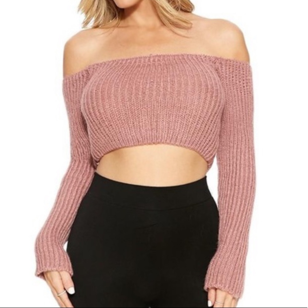NW mauve off the shoulder sweater crop top.